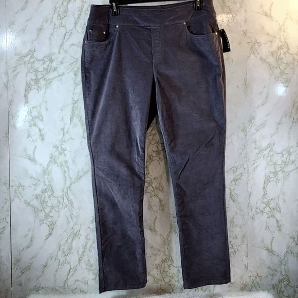 Kim Rogers Pants - Kim Rogers Pull On Gray Corduroys